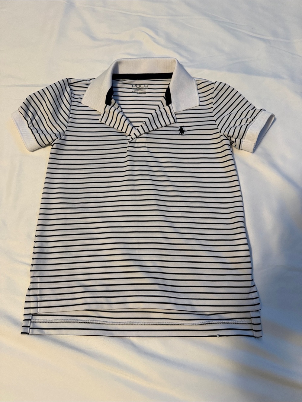 Polo by Ralph Lauren White Sport Polo with Navy Stripes